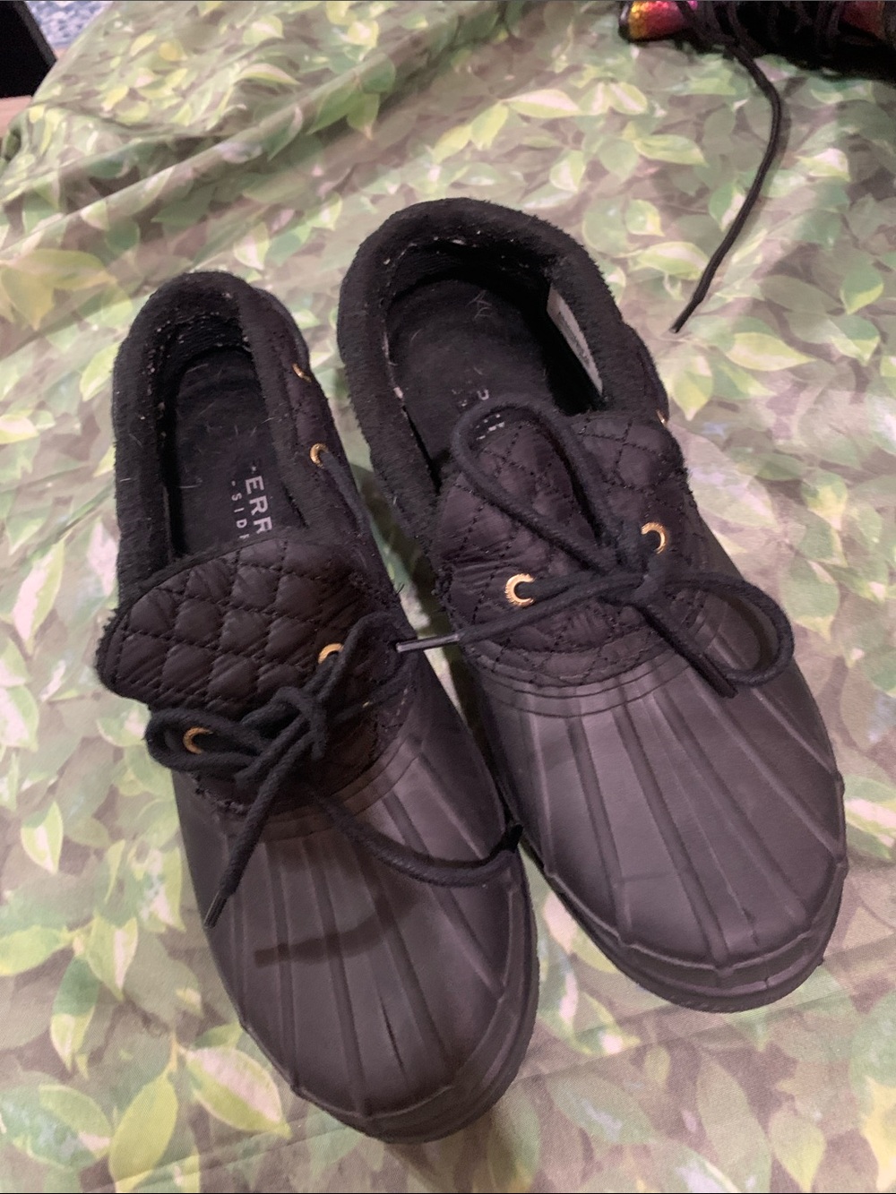 Sperry Black Quilted Duck Rain Shoes